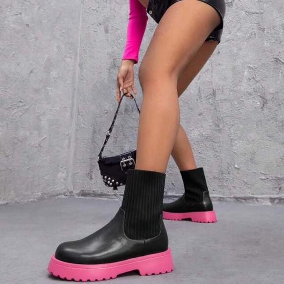 Black with Pink Bottoms Ankle Boots - Picture 5 of 5